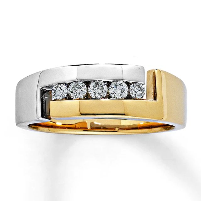 Previously Owned Men's Round-Cut Diamond Wedding Band 1/3 ct tw 14K Two-Tone Gold