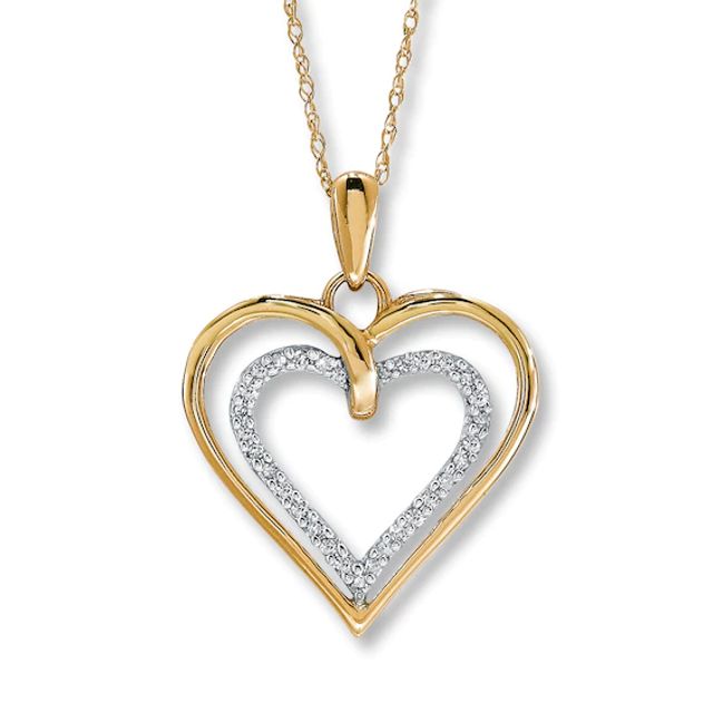 Previously Owned Diamond Heart Necklace 1/10 ct tw Round-cut 10K Yellow Gold 18"