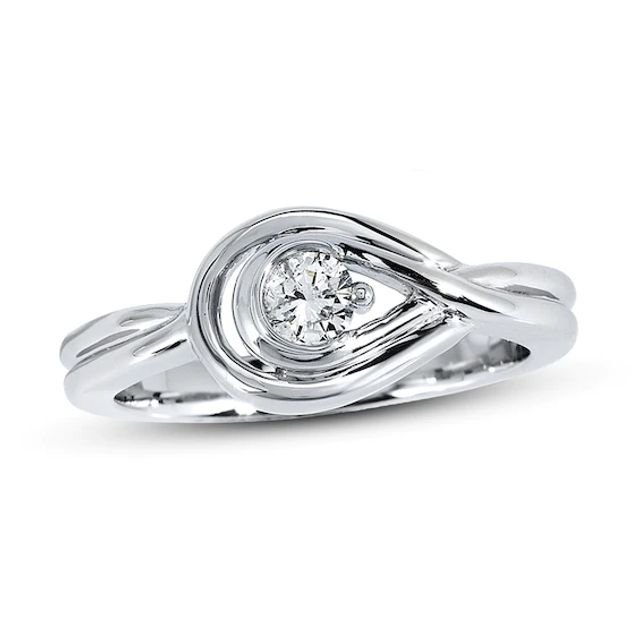 Diamond Love Knot Promise Ring, White Gold or Silver