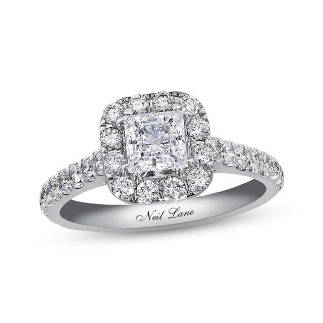 Previously Owned Neil Lane Diamond Engagement Ring 1-1/2 ct tw Princess & Round-cut 14K White Gold - Size 4.5