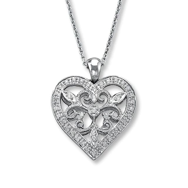 Previously Owned Diamond Heart Necklace 1/8 ct tw Sterling Silver