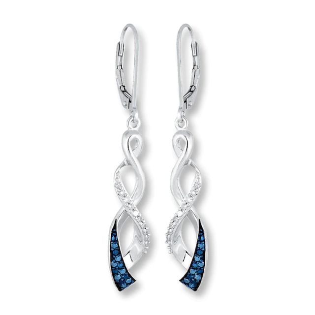 Previously Owned Blue & White Diamonds 1/6 ct tw Earrings Sterling Silver