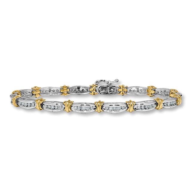 Previously Owned Diamond Bracelet 1 ct tw Round-cut 10K Two-Tone Gold 7"
