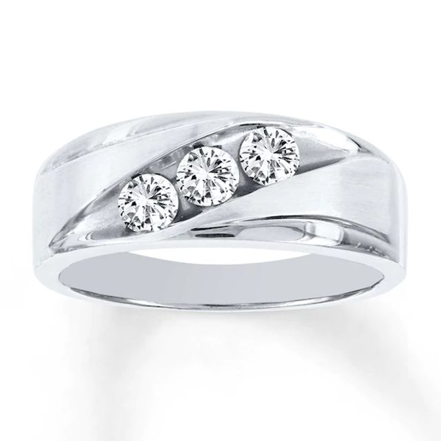 Previously Owned Men's Diamond Wedding Band 5/8 ct tw Round-cut 10K White Gold