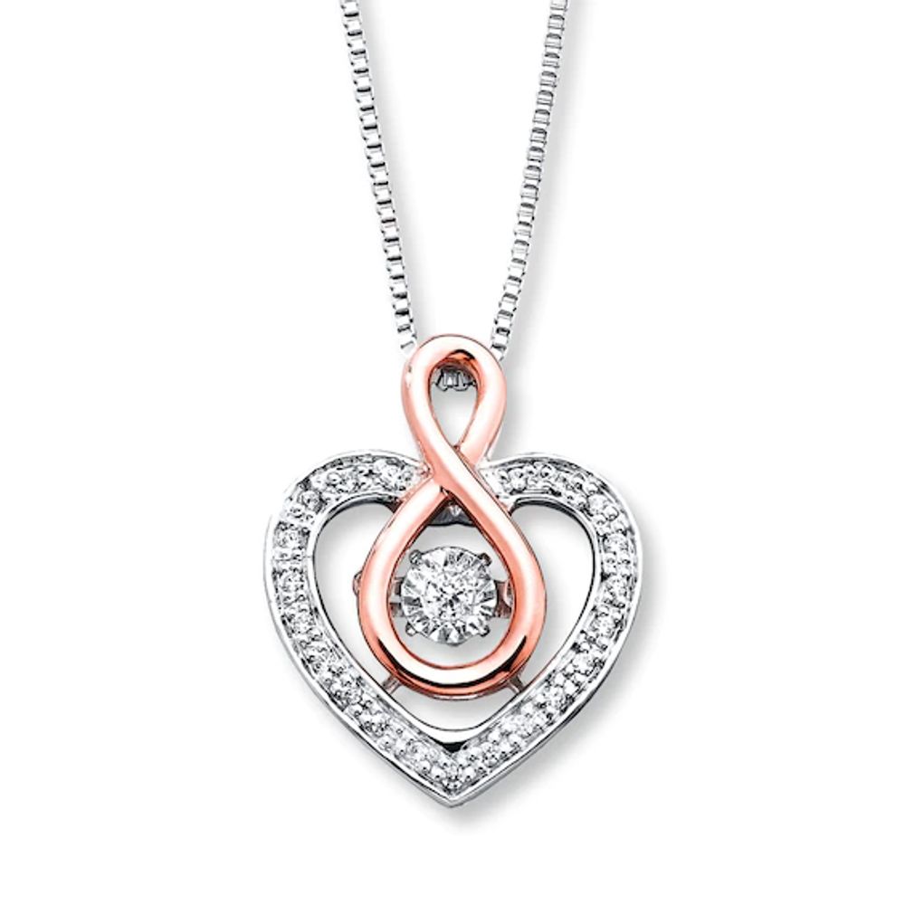 Previously Owned Unstoppable Love Diamond Necklace 1/8 ct tw Diamonds Sterling Silver & 10K Rose Gold 18"