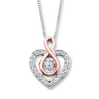 Previously Owned Unstoppable Love Diamond Necklace 1/8 ct tw Diamonds Sterling Silver & 10K Rose Gold 18"