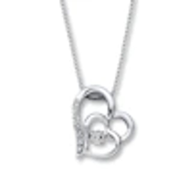 Hallmark Diamonds Swirling Heart Key Necklace 1/10 ct tw Sterling Silver &  10K Rose Gold 18