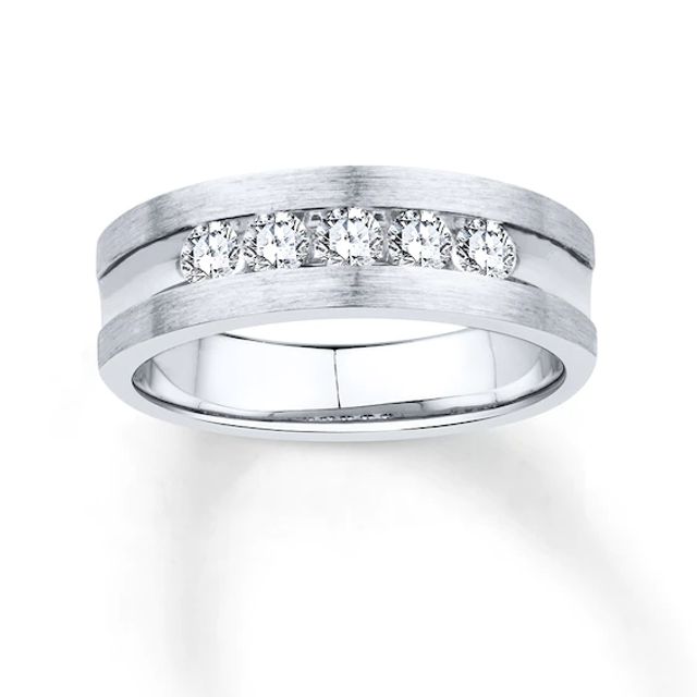 Previously Owned Men's Diamond Wedding Band 1/2 ct tw Round-cut 10K White Gold