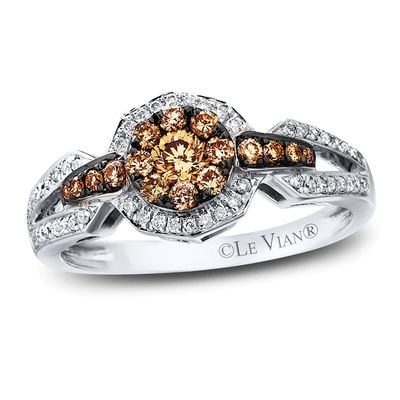 Previously Owned Le Vian Chocolate Diamond Ring 1/2 ct tw Round 14K Vanilla Gold