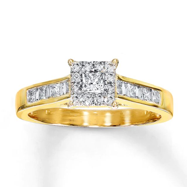 Previously Owned Diamond Engagement Ring 5/8 ct tw Princess & Round-cut 14K Yellow Gold