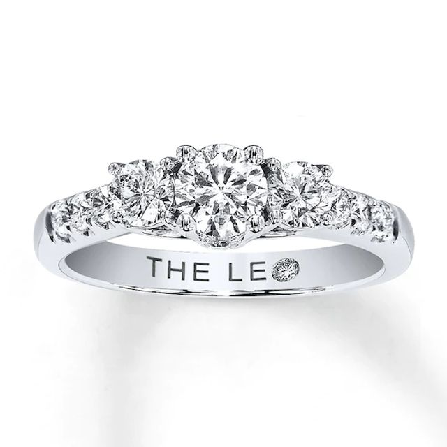 Previously Owned THE LEO Diamond Three-Stone Ring 1 ct tw Round-cut 14K White Gold