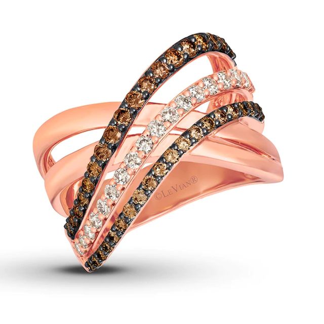 Previously Owned Le Vian Chocolate Diamond Ring 1-1/6 ct tw Round-cut 14K Strawberry Gold - Size 10.5