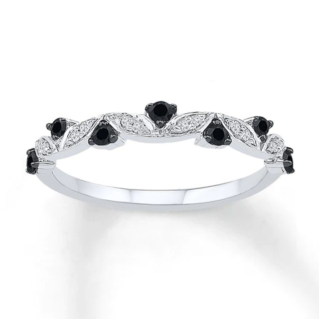 Previously Owned Black & White Diamonds 1/5 ct tw Ring Sterling Silver