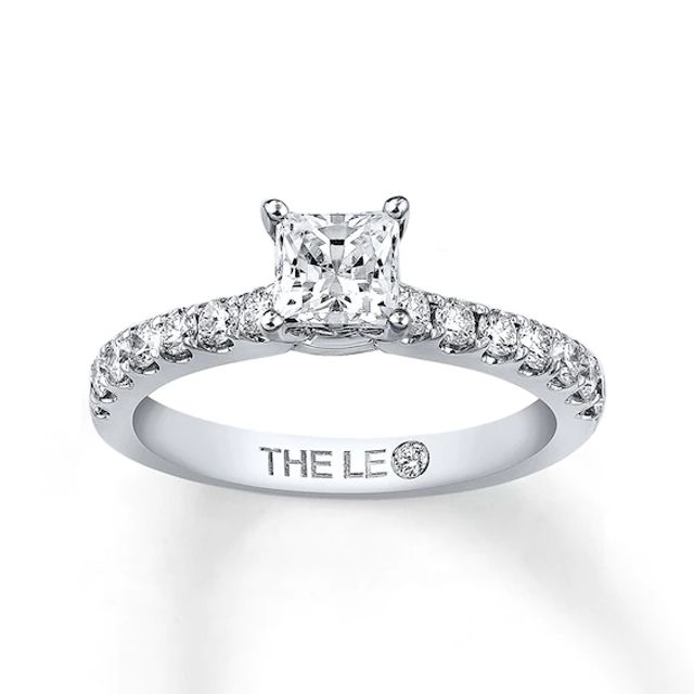 Previously Owned THE LEO Diamond Engagement Ring 1-1/8 ct tw Princess & Round-cut Diamonds 14K White Gold