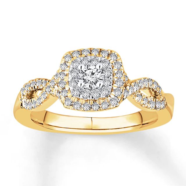 Previously Owned Diamond Engagement Ring 1/2 ct tw Round-cut 10K Two-Tone Gold - Size 10
