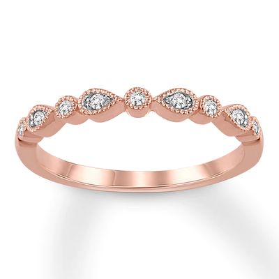 Kay Previously Owned Diamond Anniversary Band 1/15 ct tw Round-cut 14K Rose Gold - Size 7