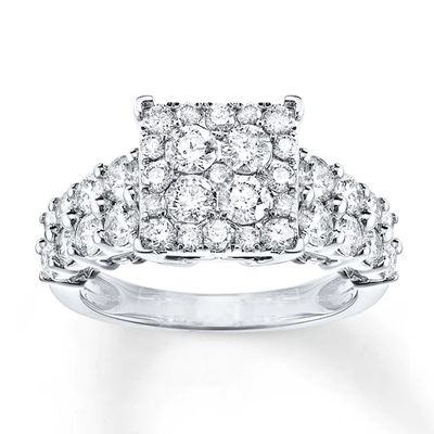 Previously Owned Diamond Engagement Ring 2 ct tw Round-cut 14K White Gold - Size 8