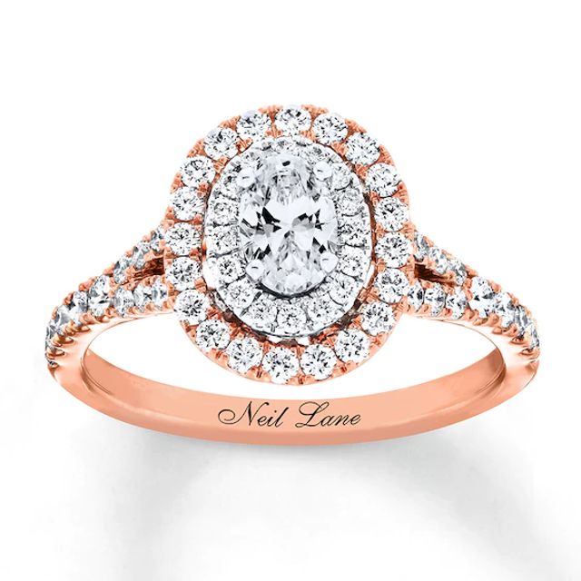 Previously Owned Neil Lane Engagement Ring 1 ct tw Oval & Round-cut Diamonds 14K Two-Tone Gold