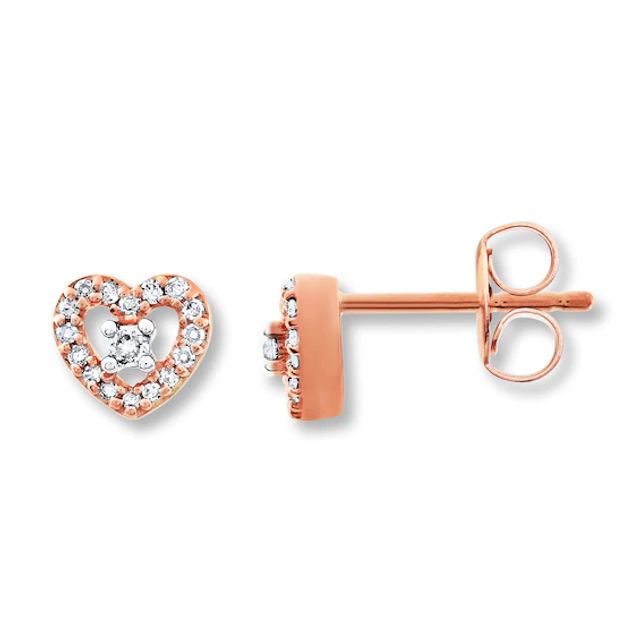 Previously Owned Diamond Heart Earrings 1/10 Carat tw 10K Rose Gold