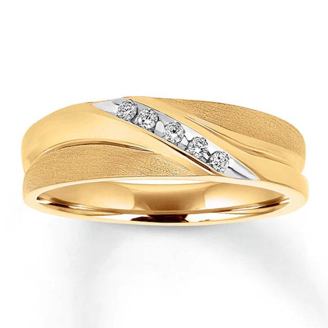 Previously Owned Men's Diamond Wedding Band 1/15 ct tw Round-cut 10K Yellow Gold