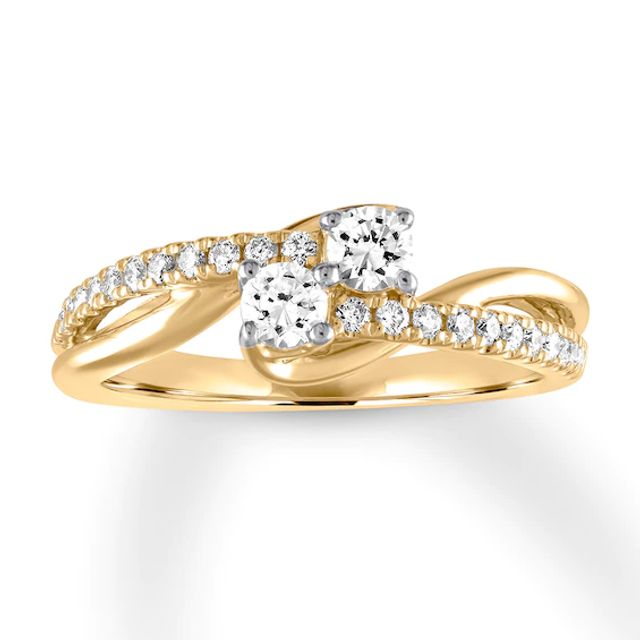 Previously Owned Ever Us Two-Stone Diamond Anniversary Ring 1/2 ct tw Round-cut 14K Yellow Gold