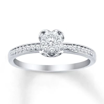 Previously Owned Diamond Promise Ring 1/5 ct tw Round-cut 10K White Gold - Size 10