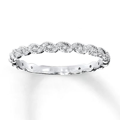 Previously Owned Diamond Anniversary Ring 1/10 ct tw Round-cut 14K White Gold