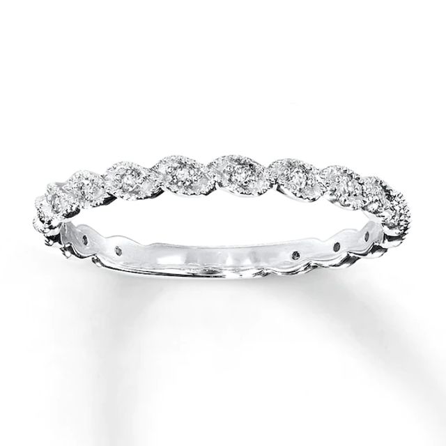 Previously Owned Diamond Anniversary Ring 1/10 ct tw Round-cut 14K White Gold - Size 10.5