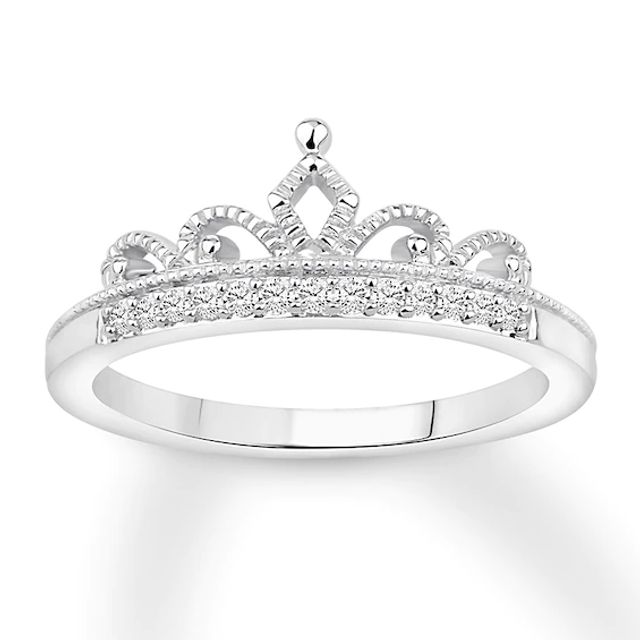 Previously Owned Diamond Tiara Wedding Band 1/10 ct tw Round-cut 10K White Gold - Size 11.25