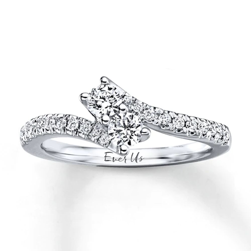 Previously Owned Ever Us Two-Stone Anniversary Ring 1 ct tw Round-cut Diamonds 14K White Gold