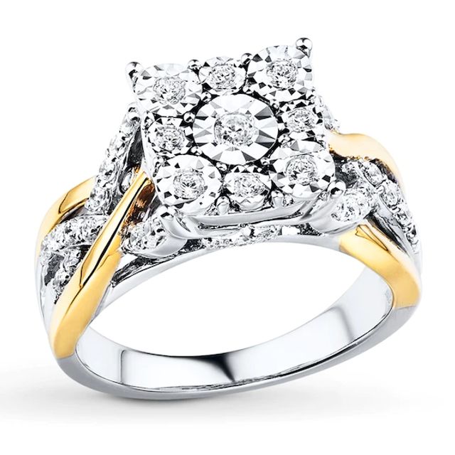 Diamond Engagement Ring 1 ct tw Round 10K Two-Tone Gold