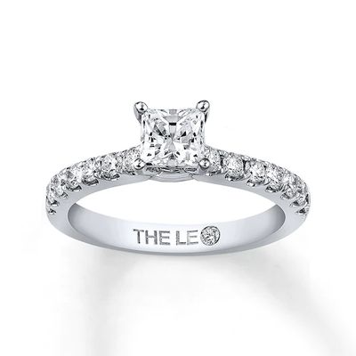 Previously Owned THE LEO Diamond Engagement Ring 1-1/8 ct tw Princess & Round-cut Diamonds 14K White Gold - Size 8.25