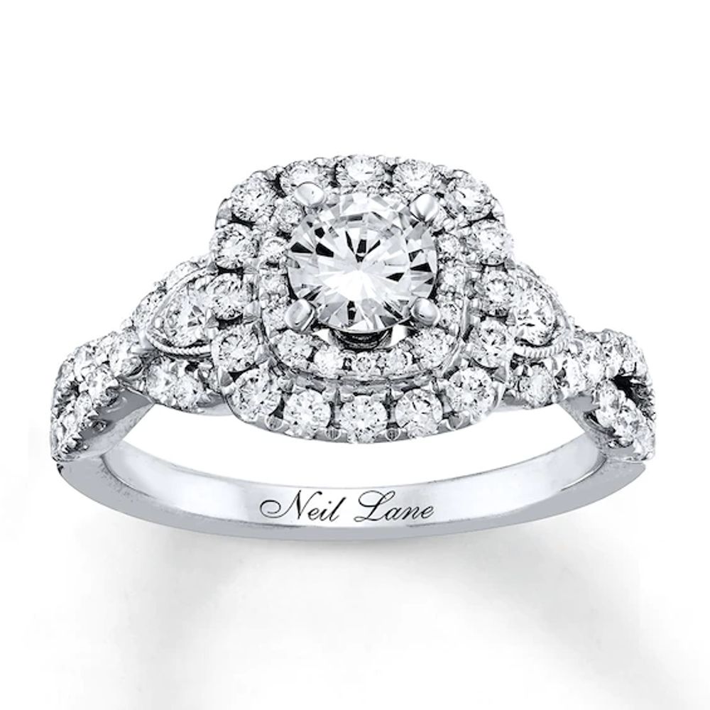 Previously Owned Neil Lane Engagement Ring 1-3/8 ct tw Round-cut Diamonds 14K White Gold