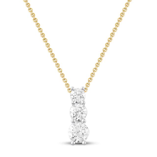 Previously Owned Three-Stone Diamond Necklace 1/2 ct tw 10K Yellow Gold