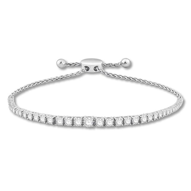 Previously Owned Diamond Bolo Bracelet 2 ct tw Round-cut 14K White Gold 9.5"