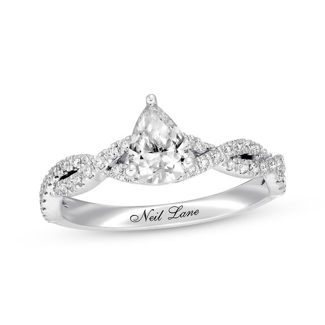 Previously Owned Neil Lane Diamond Engagement Ring 1 ct tw Pear & Round-cut 14K White Gold