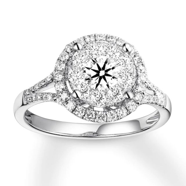 Previously Owned Diamond Engagement Ring / ct tw Round-cut 14K White Gold