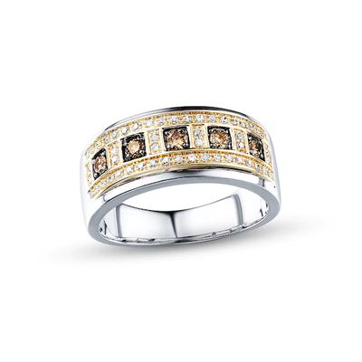 Previously Owned Men's Diamond Wedding Band 1/ ct tw / Round-cut 10K Two-Tone Gold