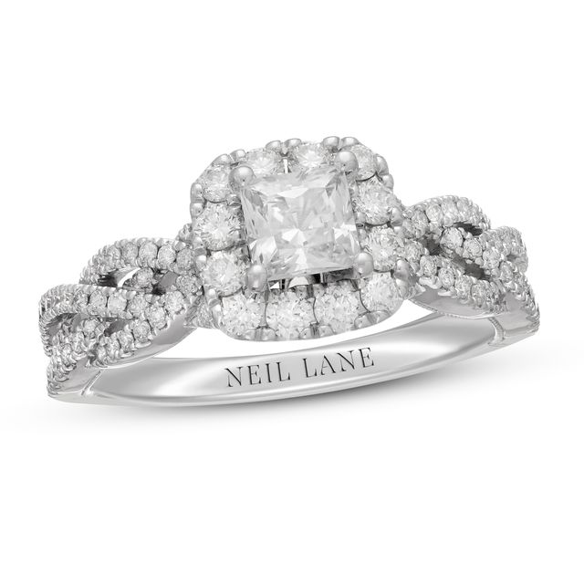 Previously Owned Neil Lane Diamond Engagement Ring 1-1/4 ct tw Princess & Round-cut 14K White Gold - Size 9