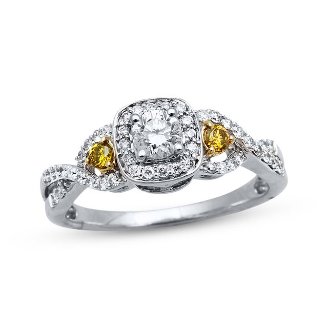 Previously Owned Yellow & White Diamond Engagement Ring 1/2 ct tw 10K Two-Tone Gold - Size 4.75