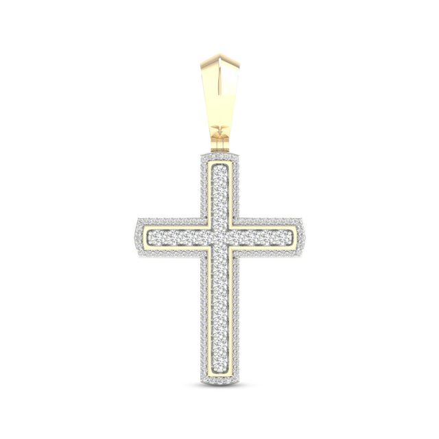 Previously Owned Men's Diamond Cross Pendant 2 ct tw Round-cut 10K Yellow Gold
