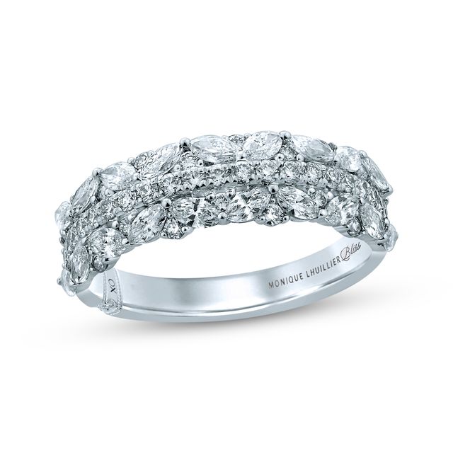 Previously Owned Monique Lhuillier Bliss Diamond Wedding Band 1-1/4 ct tw Round & Marquise-cut 18K White Gold