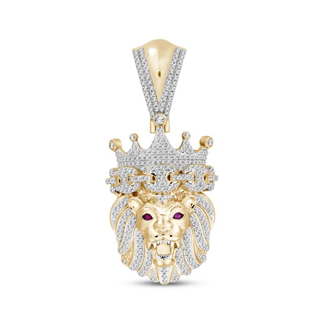 1/2 CT. T.W. Diamond Lion Key Necklace Charm in 10K Gold