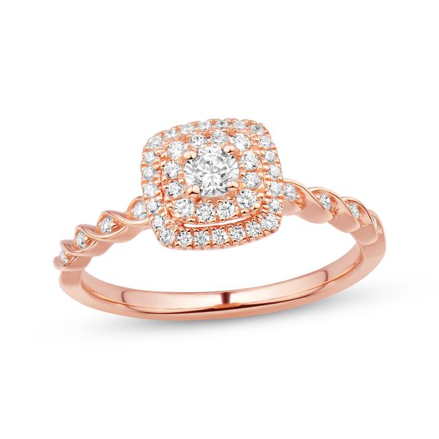 Previously Owned Diamond Engagement Ring /3 ct tw Round-cut 10K Rose Gold