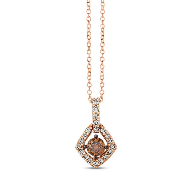 Previously Owned Le Vian Chocolate & Nude Diamond Necklace 1/2 ct tw 14K Strawberry Gold