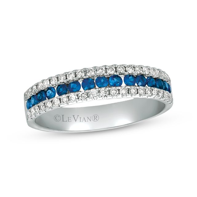 Previously Owned Le Vian Blueberry Round-Cut Sapphire Ring 1/3 ct tw Diamonds 14K Vanilla Gold