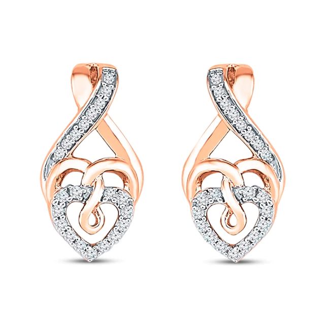 Previously Owned Diamond Heart Earrings 1/5 ct tw Round-cut 10K Rose Gold