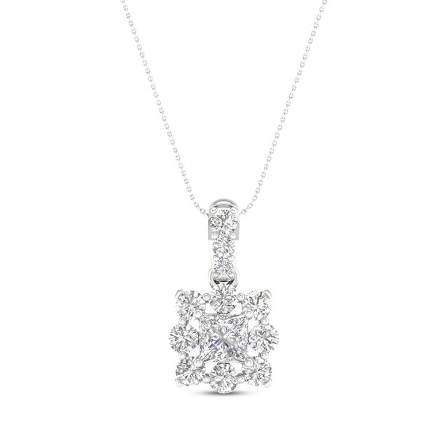 Lab-Created Diamonds by KAY Princess-Cut Necklace 1 ct tw 14K White Gold