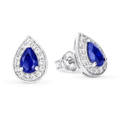 Lab-Created Blue Sapphire Earrings Sterling Silver