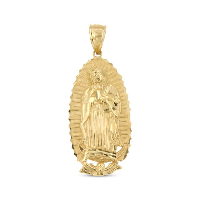 Men's Our Lady of Guadalupe Diamond-Cut Charm 14K Yellow Gold